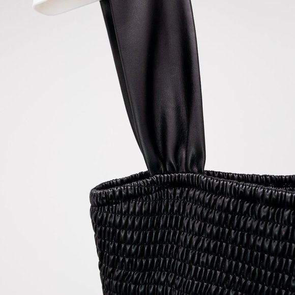 SOLD Staud Smocked Pleather Peplum Tank - Picture 6 of 9